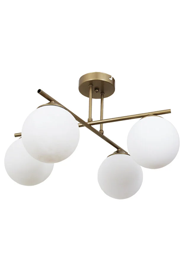 Jade Elegance 4’lü Avize – Eskitme & Beyaz Cam